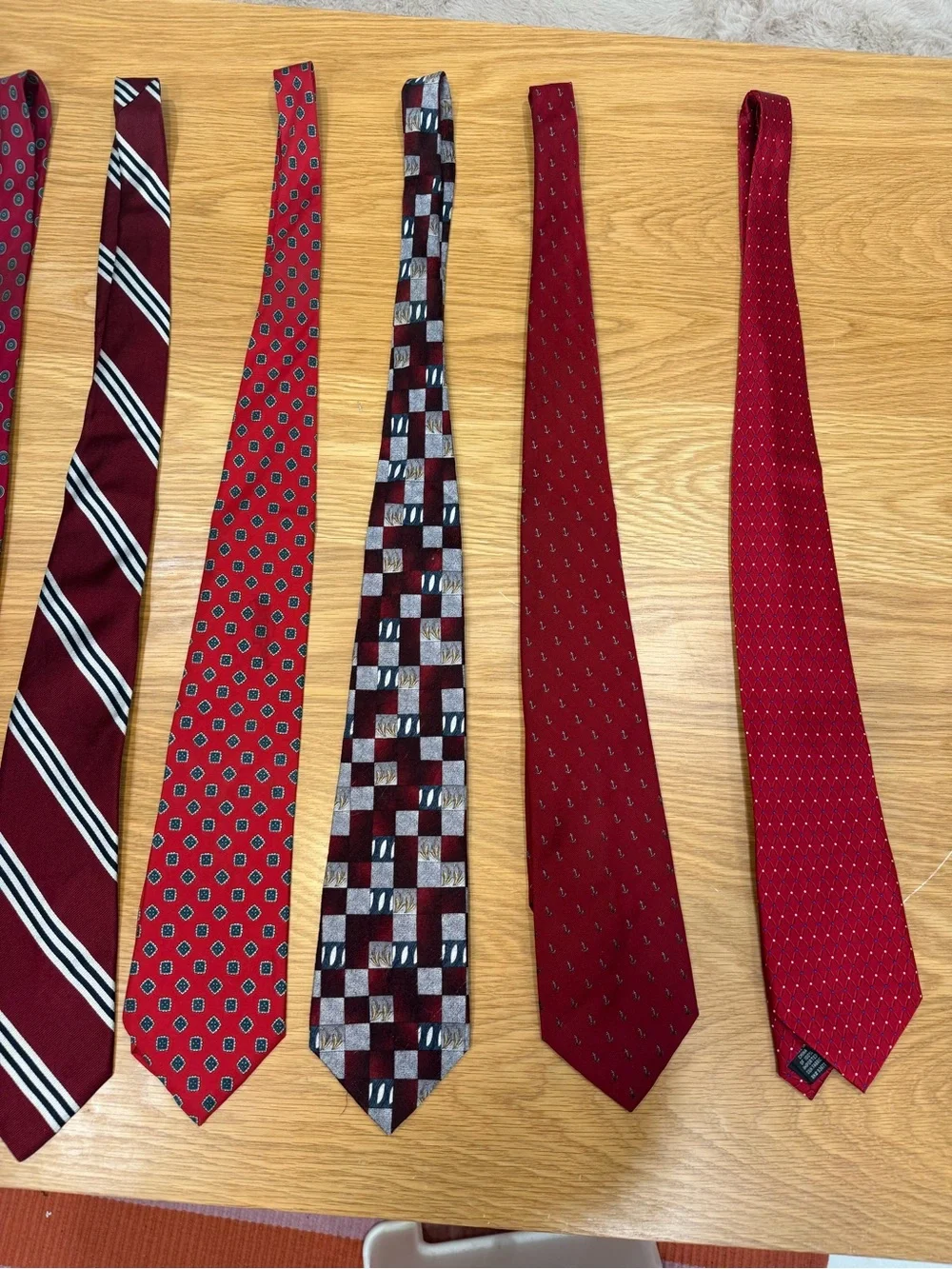 Bundle of 7 Classic Red Men's Tie Collection - Multipattern Assortment